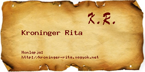 Kroninger Rita névjegykártya